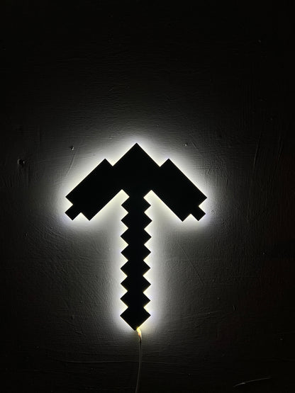 Pixel Pickaxe - Retro LED Wall Light